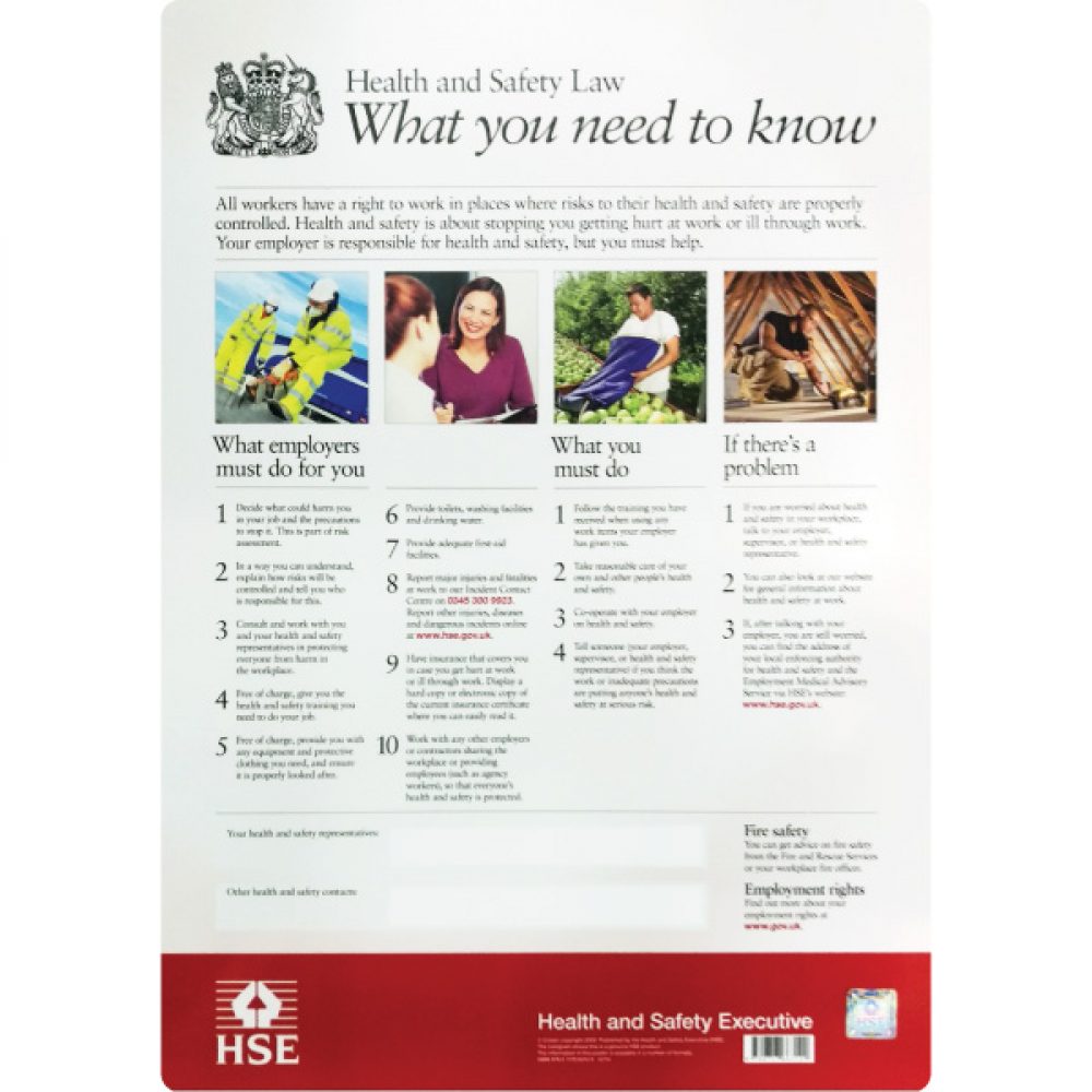 Health & Safety Law Sign 400mm x 600mm HSL Rigid Display Signs