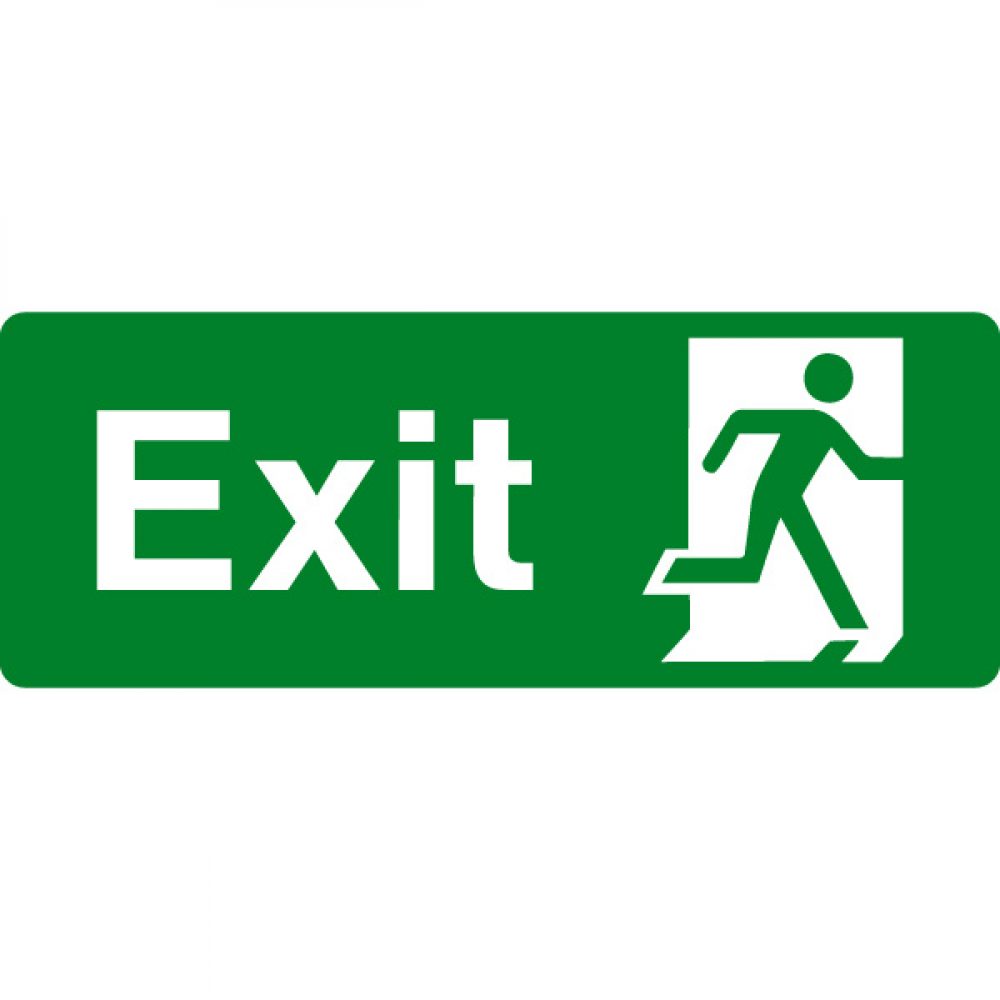 EU Standard Exit Right Sign 600mm x 300mm B15 Rigid Display Signs