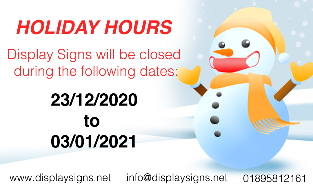 holiday-hours-2020 Display Signs